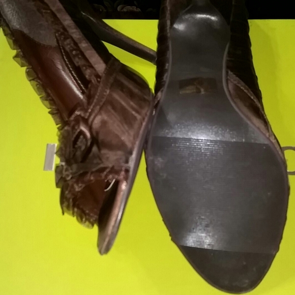 Sexy Metallic Peep Toe Brown/Bronze Pinup Heels - Picture 4 of 5